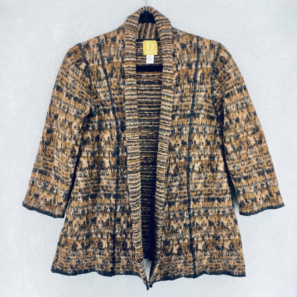 Demask Sweater Womens S Brown Baby Alpaca Open Cardigan Aztec Boho
